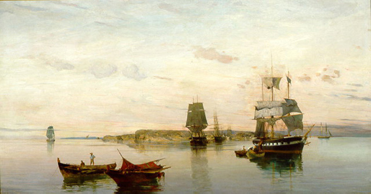anchored boats